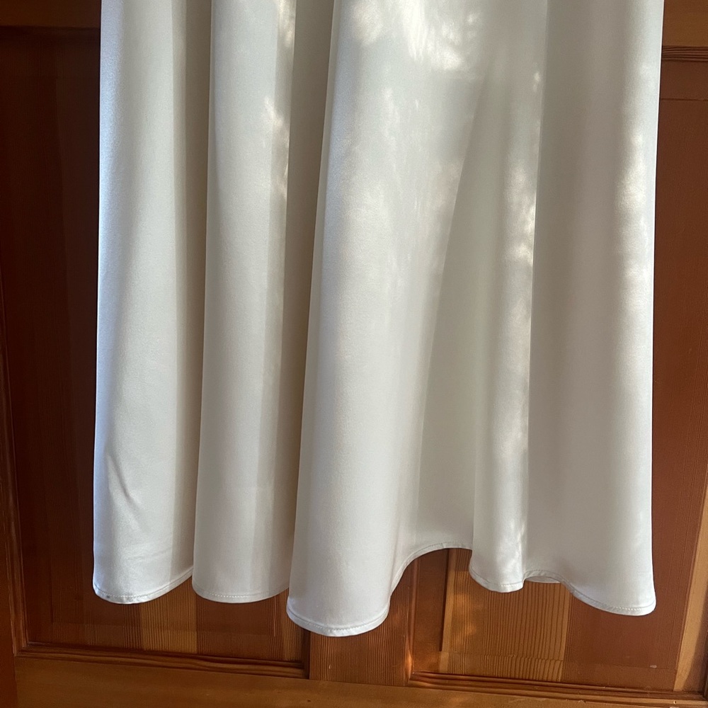Reformation Dress Delphi Silk Slit Long-Sleeve Wedding Maxi Ivory 2 - Picture 10 of 15